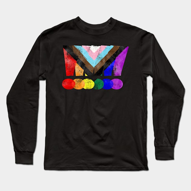 LGBTQ Progress Pride Grunge Exclamation Points Long Sleeve T-Shirt by wheedesign